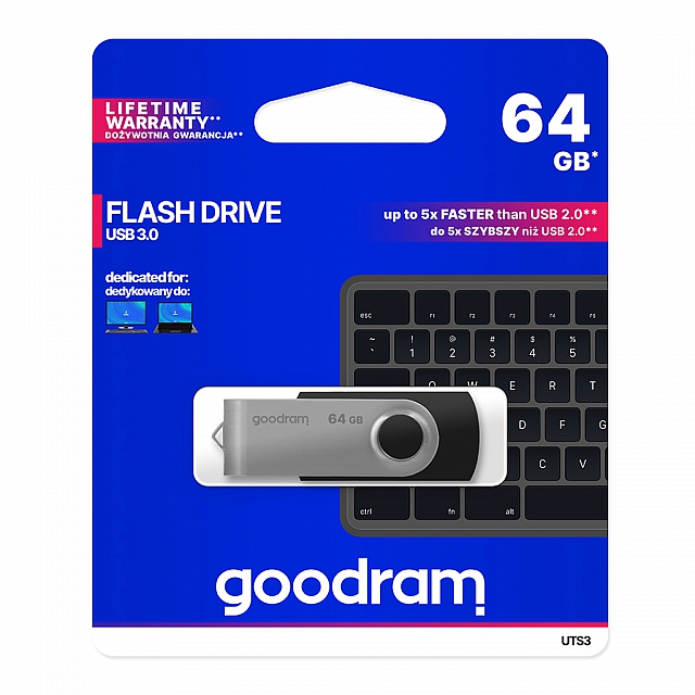 PENDRIVE GOODRAM UTS3 64GB USB 3.0 CZARNY UTS3-0640K0R11