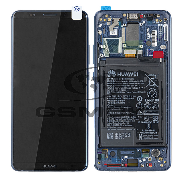 WYŚWIETLACZ LCD DO HUAWEI MATE 10 PRO BLA-L09 Z RAMKĄ I BATERIĄ NIEBIESKI 02351RVH ORYGINAŁ SERVICE PACK