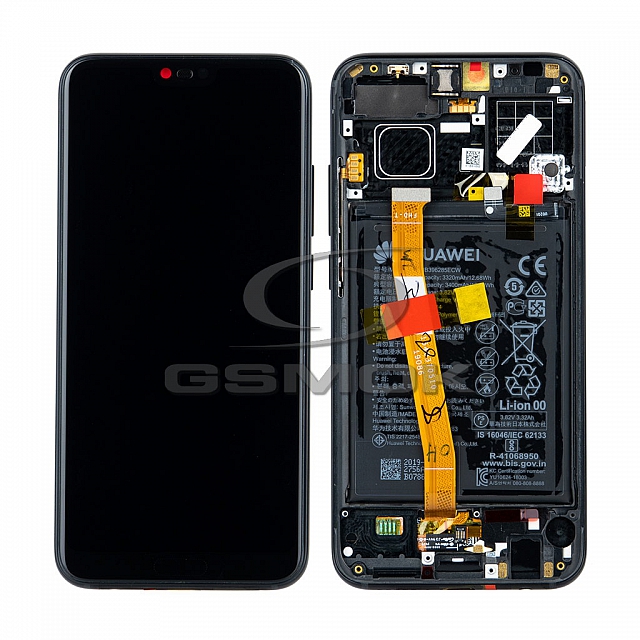 WYŚWIETLACZ LCD DO HUAWEI HONOR 10 Z RAMKĄ I BATERIĄ CZARNY 02351XBM ORYGINAŁ SERVICE PACK