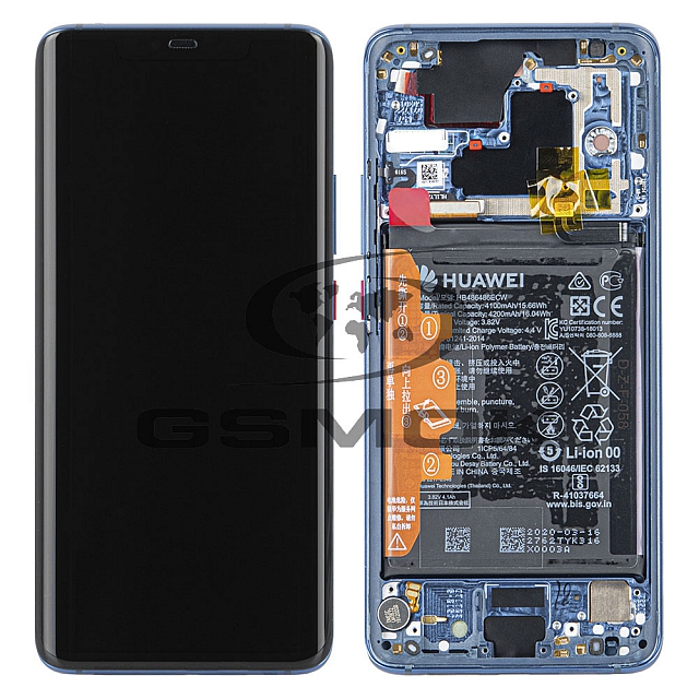 WYŚWIETLACZ LCD DO HUAWEI MATE 20 PRO Z RAMKĄ I BATERIĄ NIEBIESKI 02352GFX ORYGINAŁ SERVICE PACK