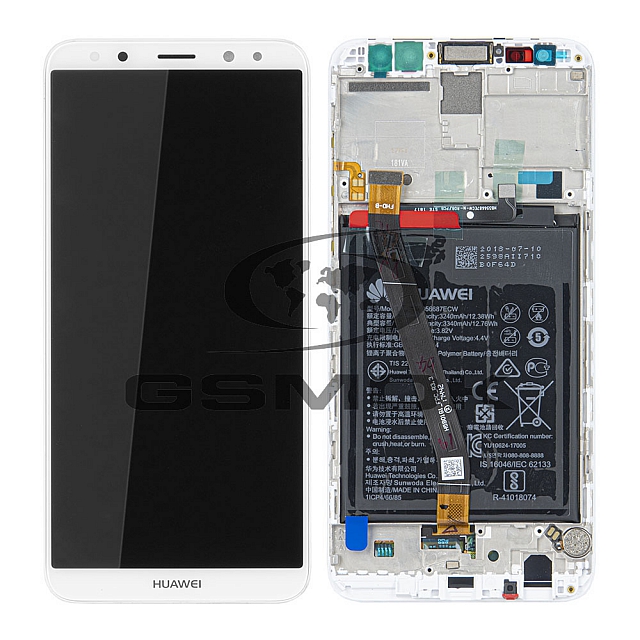 WYŚWIETLACZ LCD DO HUAWEI MATE 10 LITE RNE-L21 Z RAMKĄ I BATERIĄ BIAŁY / ZŁOTY 02351QXU 02351QEY 02351QXT ORYGINAŁ SERVICE PACK