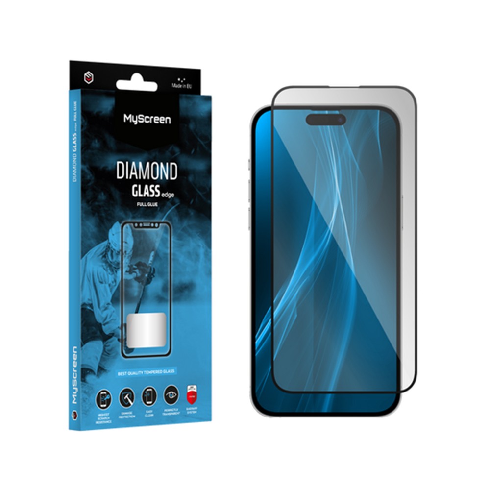 IPHONE 16 PRO MAX / 17 PRO MAX - MYSCREEN DIAMOND GLASS EDGE SZKŁO HARTOWANE FULL GLUE CZARNE