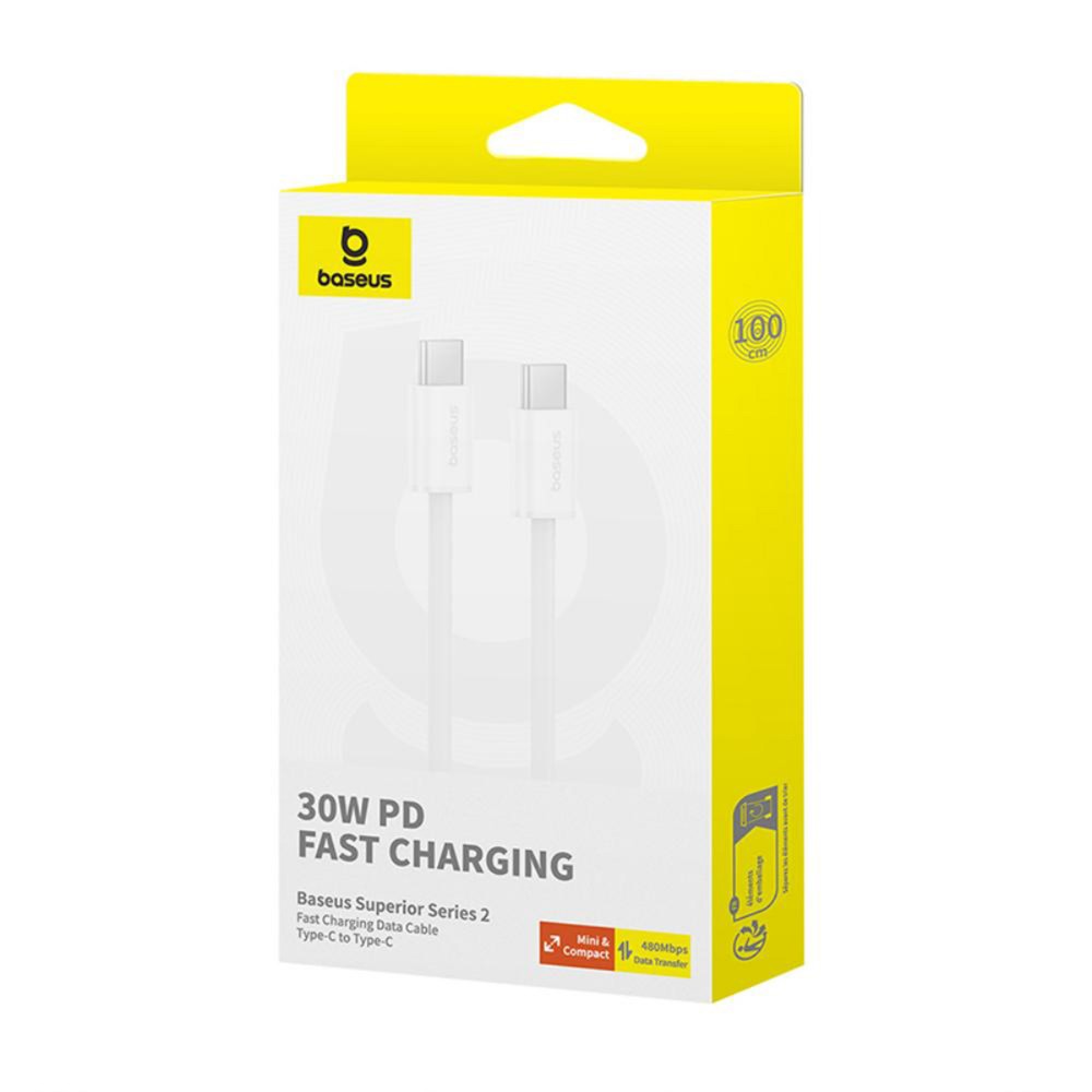 KABEL USB-C DO USB-C 30W 1M BASEUS SUPERIOR SERIES 2 BIAŁY