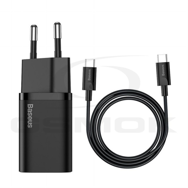 ŁADOWARKA SIECIOWA BASEUS SUPER SI USB-C 25W QC PD + KABEL USB-C DO USB-C TZCCSUP-L01 CZARNA