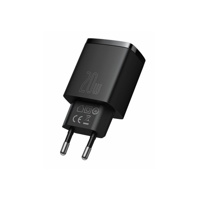 ŁADOWARKA SIECIOWA BASEUS USB + USB-C 20W QC 3.0 CCXJ-B01 CZARNA