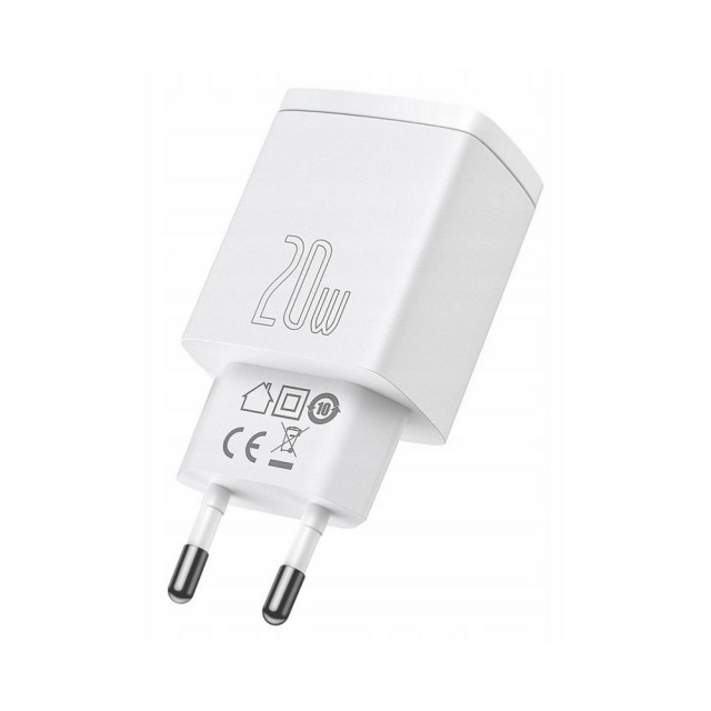 ŁADOWARKA SIECIOWA BASEUS USB + USB-C 20W QC 3.0 CCXJ-B02 BIAŁA