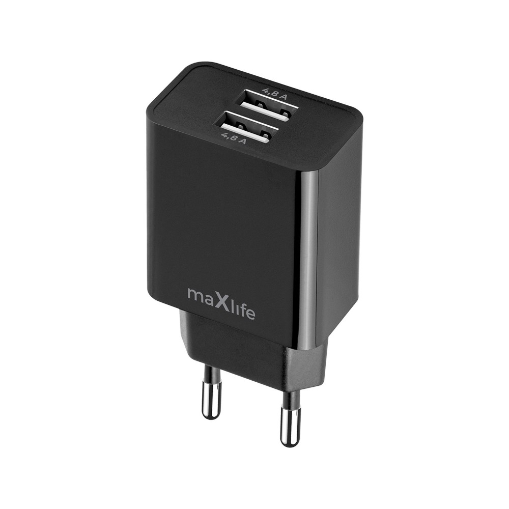 ŁADOWARKA SIECIOWA MAXLIFE 4.8A 2XUSB MXTC-12 CZARNA