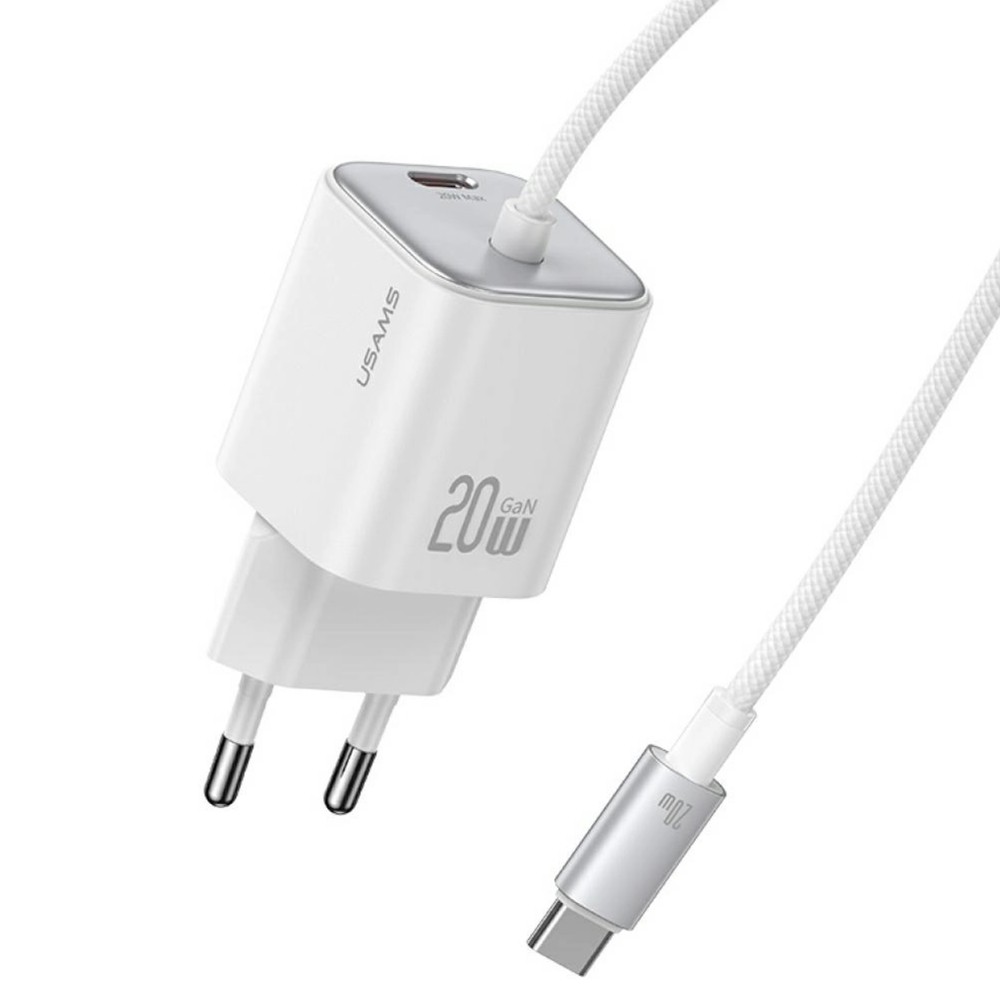 ŁADOWARKA SIECIOWA USAMS JC SERIES CC261 2XUSB-C 20W GAN MINI FAST CHARGER BIAŁY