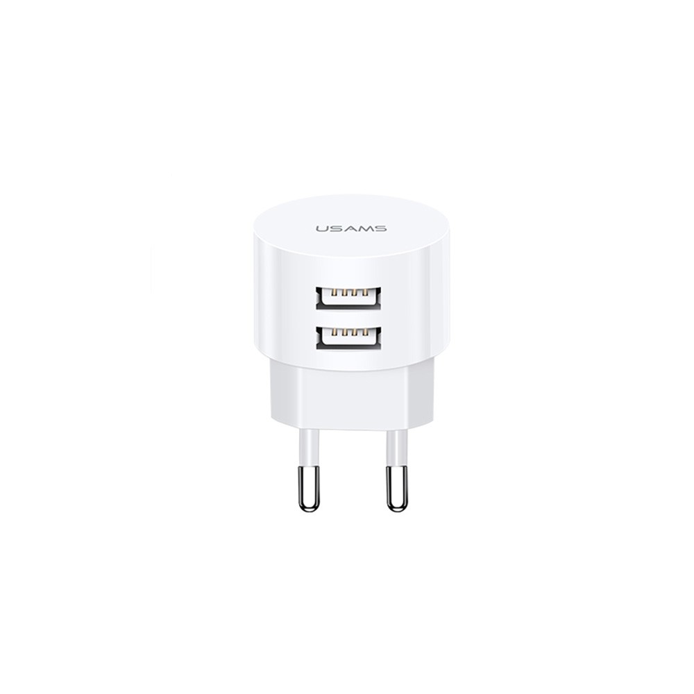 ŁADOWARKA SIECIOWA USAMS T20 2XUSB 2.1A FAST CHARGING BIAŁA