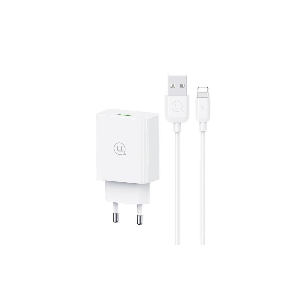 ŁADOWARKA SIECIOWA USB-A 18W USAMS + KABEL LIGHTNING SCXLTZ03 BIAŁA 