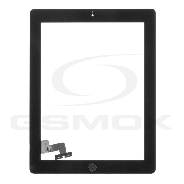 PANEL DOTYKOWY IPAD 2 (A1395, A1396, A1397) CZARNY Z TAŚMĄ KLEJĄCĄ I PRZYCISKIEM HOME