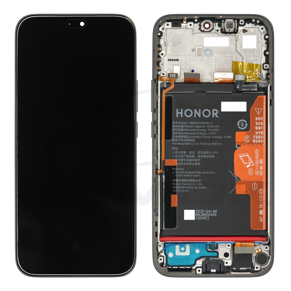 WYŚWIETLACZ LCD DO HUAWEI HONOR 400 LITE 5G Z RAMKĄ I BATERIĄ CZARNY 0235ANSY ORYGINAŁ SERVICE PACK