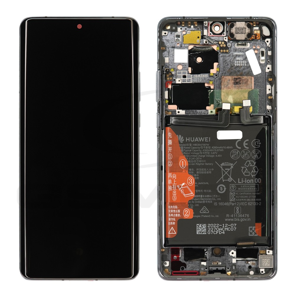 WYŚWIETLACZ LCD DO HUAWEI P50 PRO Z RAMKĄ I BATERIĄ CZARNY/ZŁOTY 02354SNT 02354HFK ORYGINAŁ SERVICE PACK