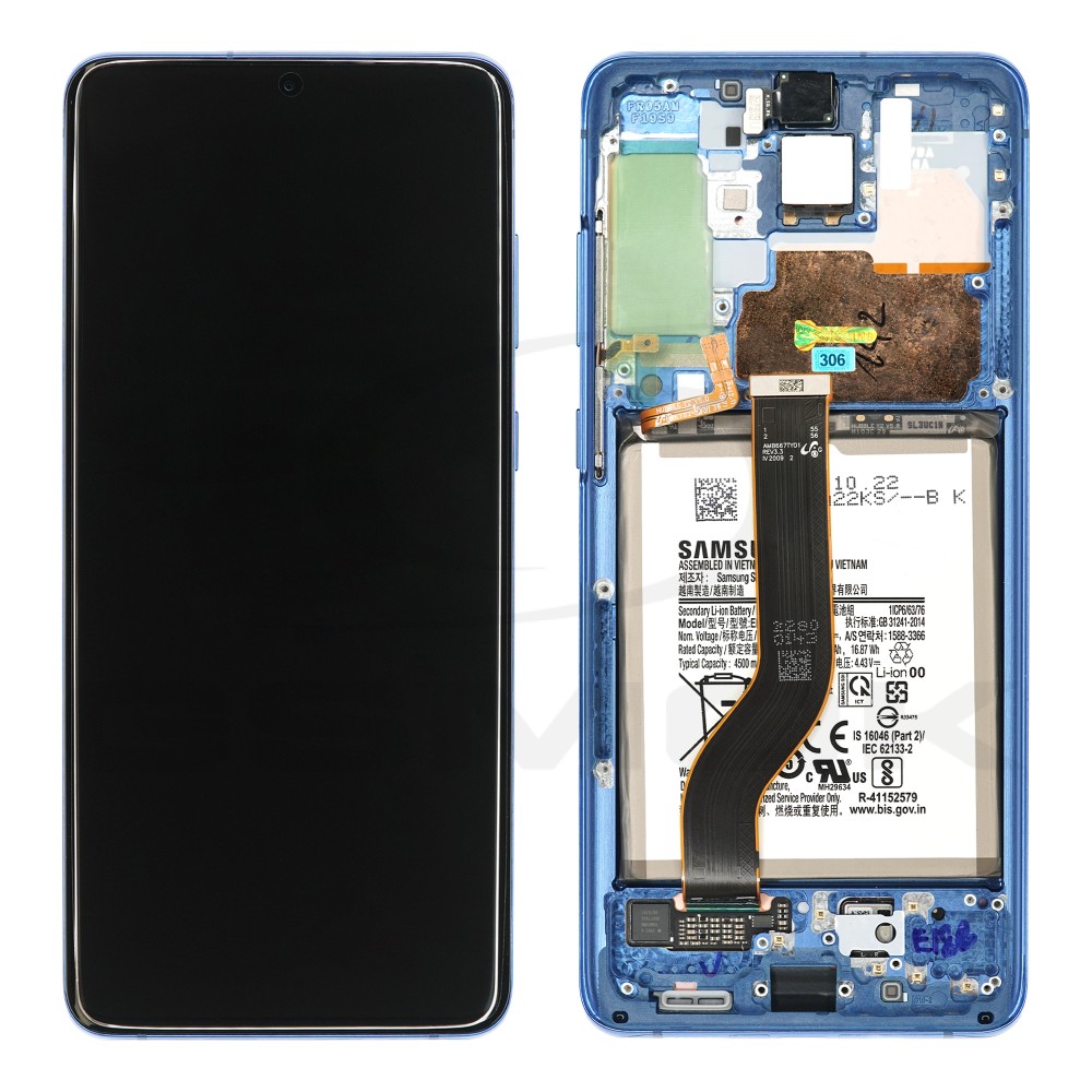 WYŚWIETLACZ LCD DO SAMSUNG G985 G986 GALAXY S20 PLUS NIEBIESKI Z RAMKĄ BATERIĄ I KAMERĄ GH82-22142H ORYGINAŁ SERVICE PACK