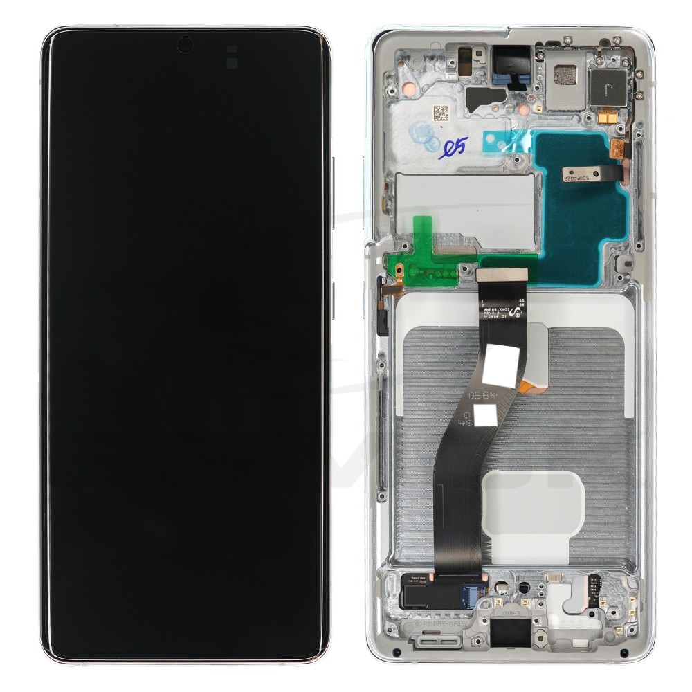 WYŚWIETLACZ LCD DO SAMSUNG G998 GALAXY S21 ULTRA SREBRNY Z RAMKĄ BEZ KAMERY GH82-26035B GH82-26036B GH82-26039B ORYGINAŁ SERVICE PACK