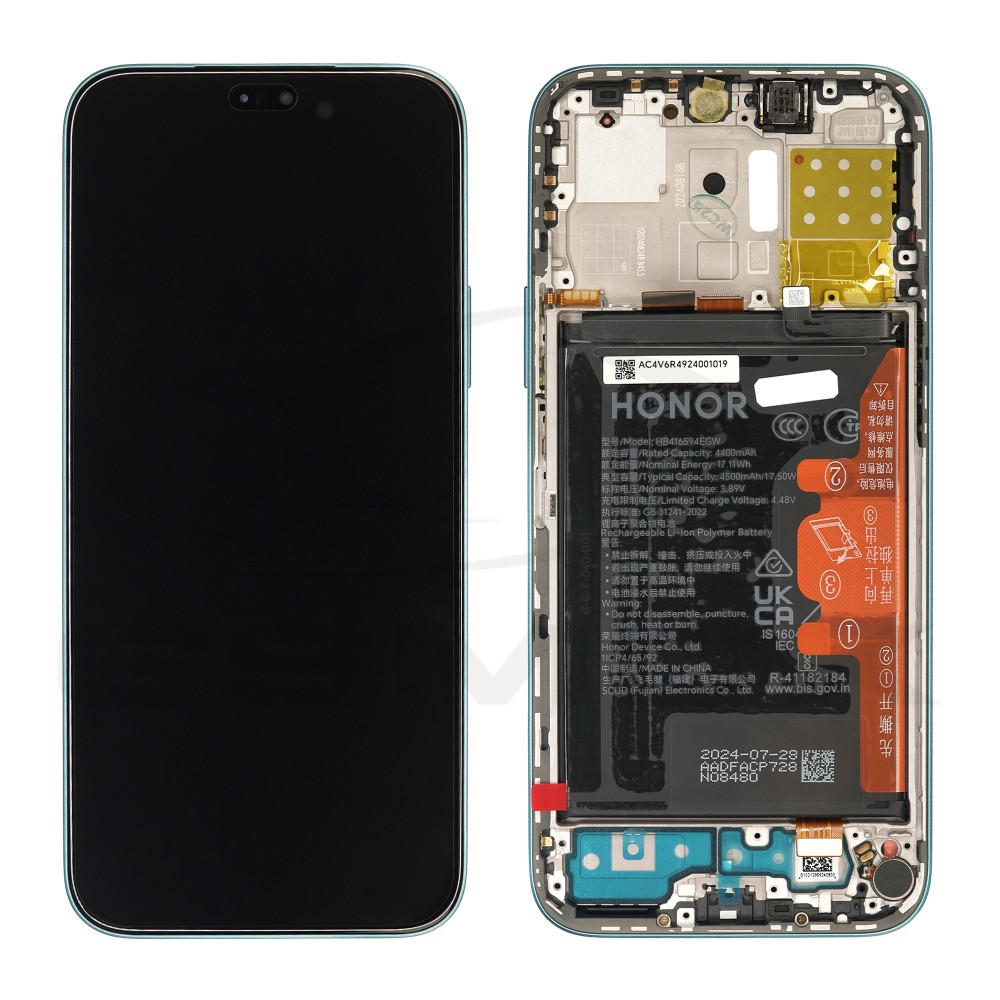 WYŚWIETLACZ LCD DO HUAWEI HONOR 200 LITE CYAN LAKE Z RAMKĄ I BATERIĄ  H0235AHGJ ORYGINAŁ SERVICE PACK