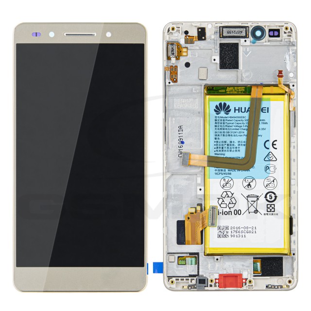 WYŚWIETLACZ LCD DO HUAWEI HONOR 7 Z RAMKĄ I BATERIĄ ZŁOTY 02350QTN ORYGINAŁ SERVICE PACK