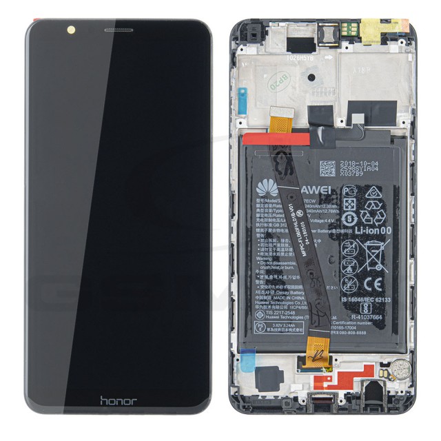WYŚWIETLACZ LCD DO HUAWEI HONOR 7X Z RAMKĄ I BATERIĄ CZARNY 02351PUU 02351TXT ORYGINAŁ SERVICE PACK