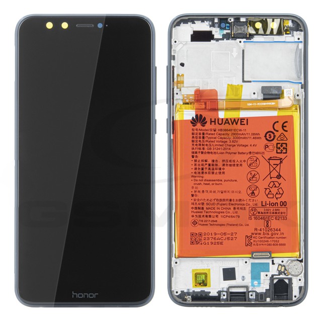 WYŚWIETLACZ LCD DO HUAWEI HONOR 9 LITE Z RAMKĄ I BATERIĄ CZARNY 02351SNN ORYGINAŁ SERVICE PACK