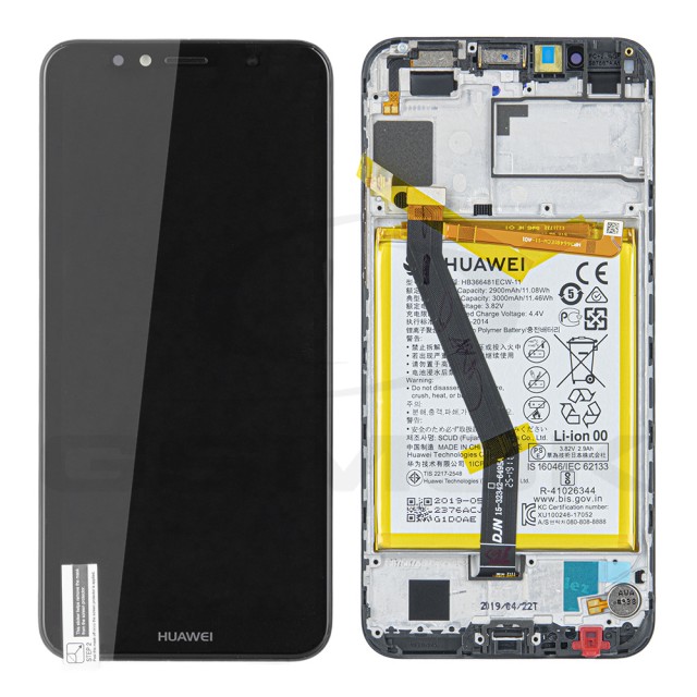 WYŚWIETLACZ LCD DO HUAWEI Y6 2018 Z RAMKĄ I BATERIĄ CZARNY 02351WLJ ORYGINAŁ SERVICE PACK