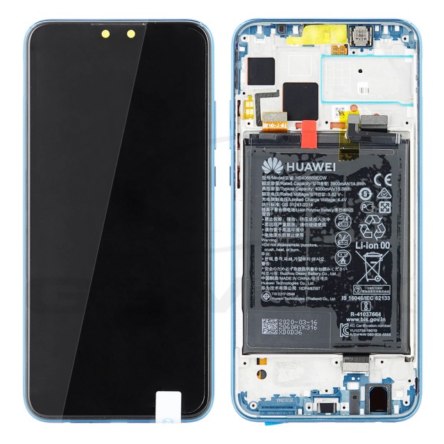 WYŚWIETLACZ LCD DO HUAWEI Y9 2019 Z RAMKĄ I BATERIĄ NIEBIESKI 02352EQD ORYGINAŁ SERVICE PACK