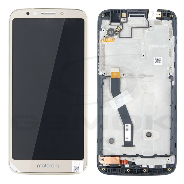 WYŚWIETLACZ LCD DO MOTOROLA MOTO E5 PLAY XT1920 Z RAMKĄ ZŁOTY 5D68C11037 ORYGINAŁ SERVICE PACK