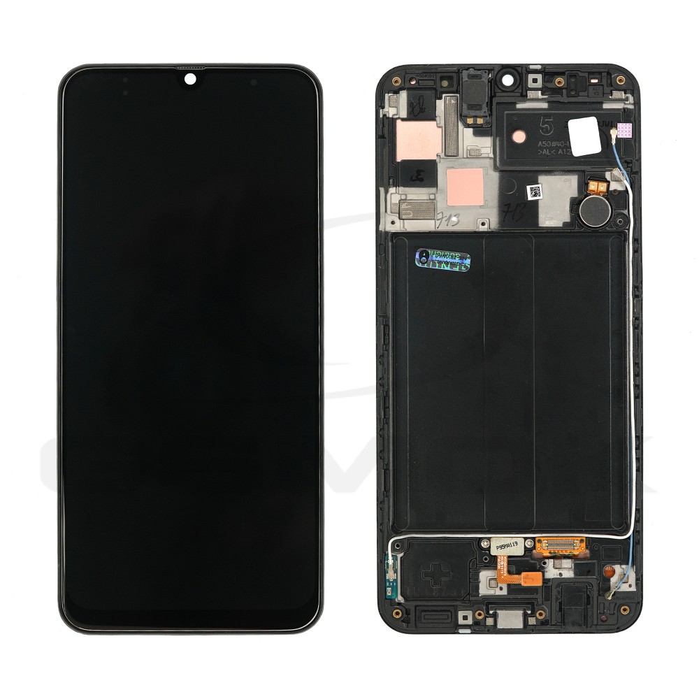 WYŚWIETLACZ LCD + PANEL DOTYKOWY KOMPLET SAMSUNG A505 GALAXY A50 Z RAMKĄ CZARNY PULLED GRADE B