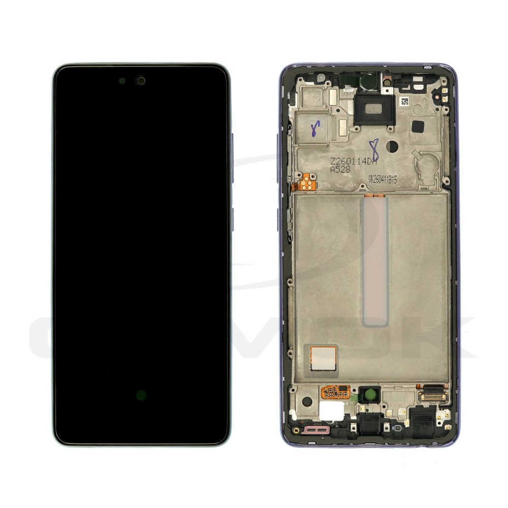 WYŚWIETLACZ LCD + PANEL DOTYKOWY KOMPLET SAMSUNG A528 GALAXY A52S 5G Z RAMKĄ FIOLETOWY GH82-26909C GH82-26861C GH82-26863C GH82-26910C ORYGINAŁ SERVICE PACK