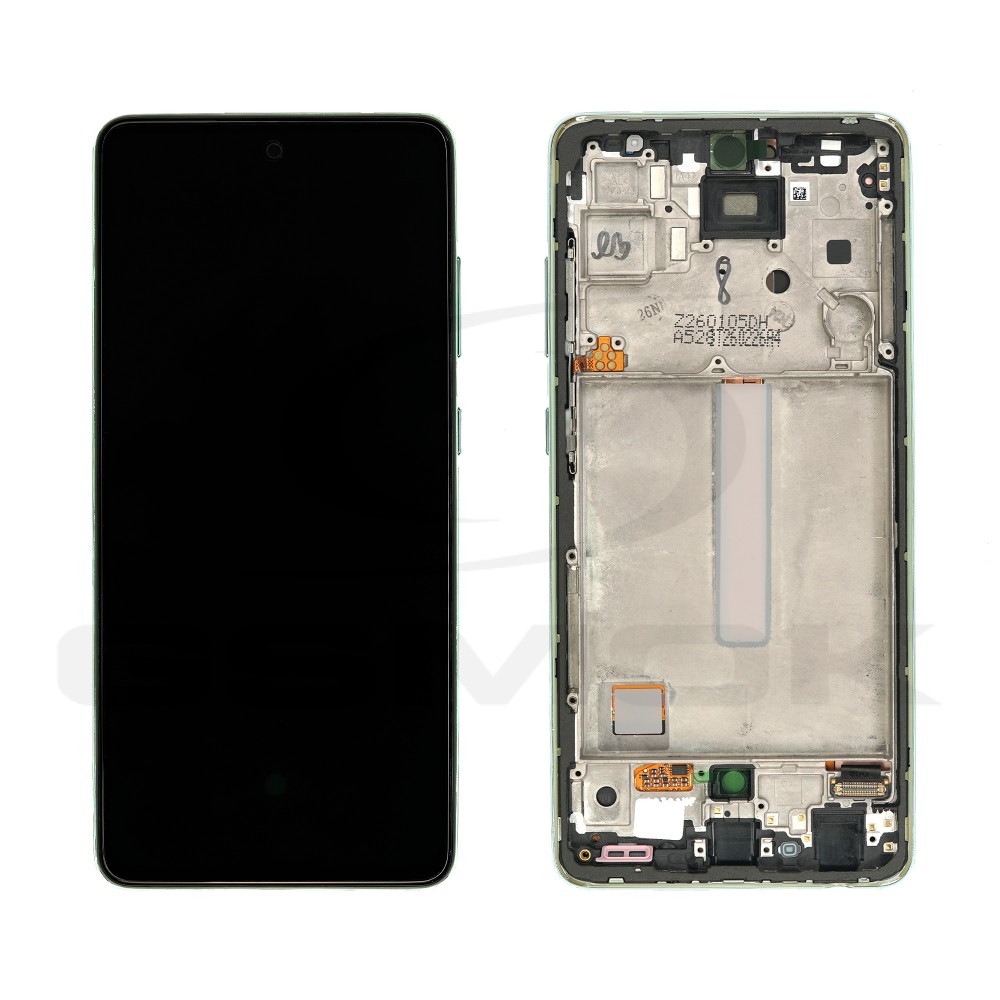 WYŚWIETLACZ LCD + PANEL DOTYKOWY KOMPLET SAMSUNG A528 GALAXY A52S 5G Z RAMKĄ ZIELONY GH82-26912E GH82-26909E GH82-26861E GH82-26863E GH82-26910E ORYGINAŁ SERVICE PACK