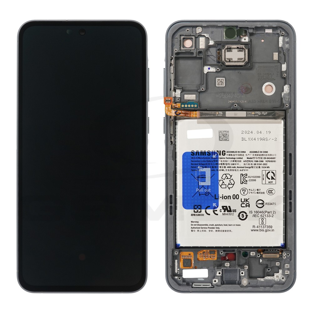 WYŚWIETLACZ LCD DO SAMSUNG A556 GALAXY A55 5G GH82-34307A GRANATOWY Z RAMKĄ I BATERIĄ ORYGINAŁ SERVICE PACK