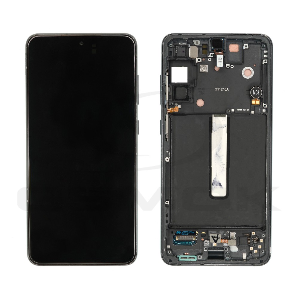 WYŚWIETLACZ LCD + PANEL DOTYKOWY KOMPLET SAMSUNG G990 GALAXY S21 FE SZARY Z RAMKĄ PULLED GRADE C