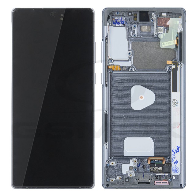 WYŚWIETLACZ LCD DO SAMSUNG N980 N981 GALAXY NOTE 20 SZARY Z RAMKĄ GH82-23495A GH82-23733A ORYGINAŁ SERVICE PACK