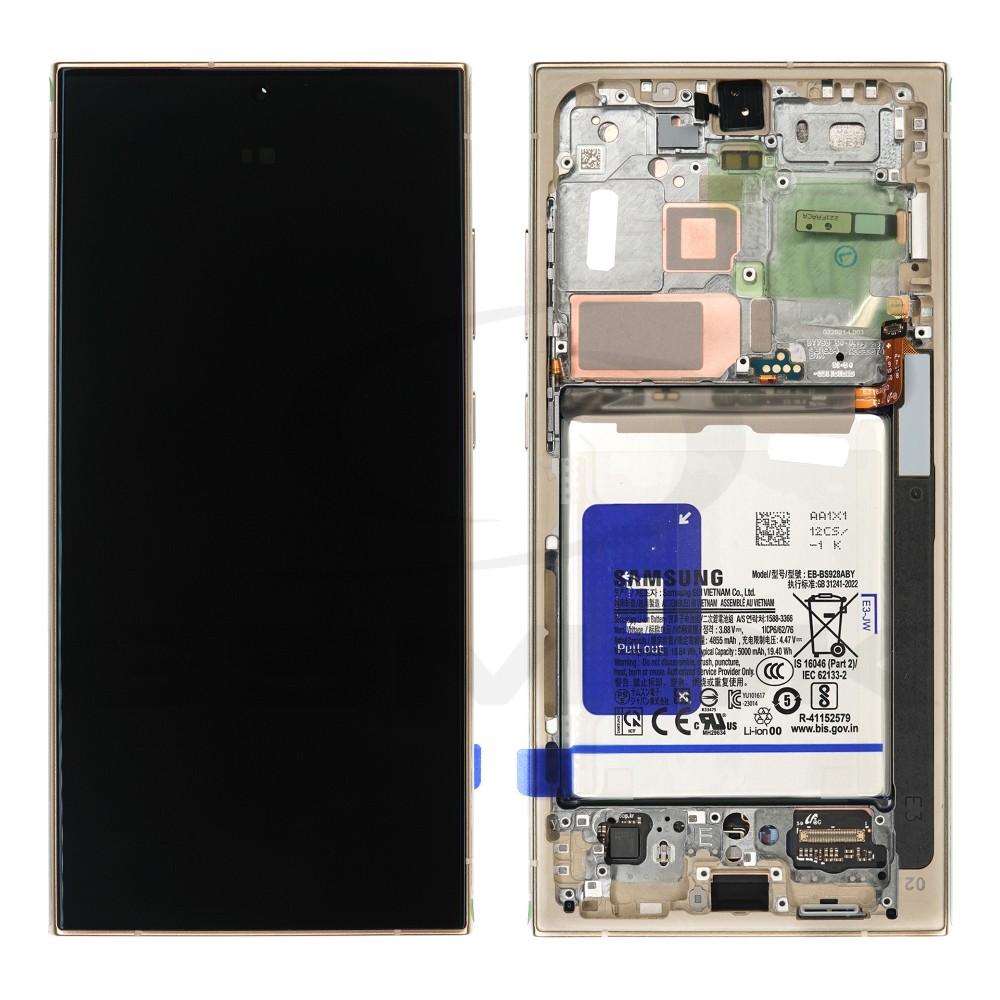 WYŚWIETLACZ LCD DO SAMSUNG S928 GALAXY S24 ULTRA 5G TYTANOWY ŻÓŁTY Z RAMKĄ I BATERIĄ GH82-33398C ORYGINAŁ SERVICE PACK