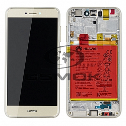 WYŚWIETLACZ LCD DO HUAWEI HONOR 8 LITE Z RAMKĄ I BATERIĄ ZŁOTY 02351UYF 02351DWM 02351DYP 02351DWK 02351DWR ORYGINAŁ SERVICE PACK