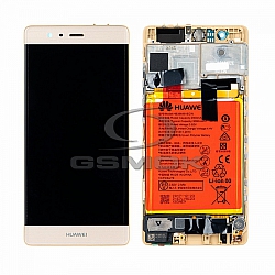 WYŚWIETLACZ LCD DO HUAWEI P9 EVA-L09 Z RAMKĄ I BATERIĄ ZŁOTY 02350SHB ORYGINAŁ SERVICE PACK