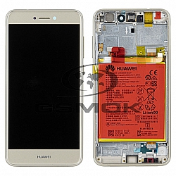 WYŚWIETLACZ LCD DO HUAWEI P8 LITE 2017 / P9 LITE 2017 Z RAMKĄ I BATERIĄ ZŁOTY 02351DLS 02351DLD 02351DNF 02351VBR ORYGINAŁ SERVICE PACK