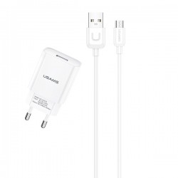 ŁADOWARKA SIECIOWA USAMS T21 + KABEL MICRO USB T21OCMC01 2.1A BIAŁA