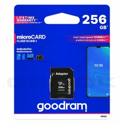 KARTA PAMIĘCI GOODRAM MICRO SD 256GB Z ADAPTEREM 10 CLASS UHS I M1AA-2560R12