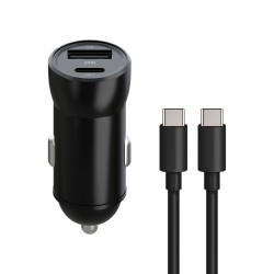 ŁADOWARKA SAMOCHODOWA MAXLIFE MXCC-04 20W PD3.0 + QC3.0 USB-C+USB + KABEL USB-C DO USB-C CZARNA