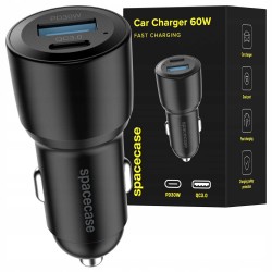 ŁADOWARKA SAMOCHODOWA SPACECASE USB + USB-C 60W C60AC-11 CZARNA