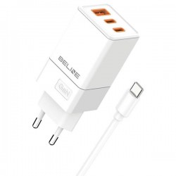 ŁADOWARKA SIECIOWA BELINE 2XUSB-C USB + KABEL USB-C PD 3.0 QC 3.0 GAN 65W BIAŁA ŁADOWARKA SIECIOWA BELINE 2XUSB-C USB + KABEL USB-C PD 3.0 QC 3.0 GAN 65W BIAŁA