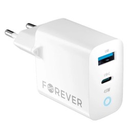ŁADOWARKA SIECIOWA FOREVER TC-06-45AC PD 45W USB + USB-C BIAŁA ŁADOWARKA SIECIOWA FOREVER TC-06-45AC PD 45W USB + USB-C BIAŁA