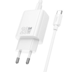 ŁADOWARKA SIECIOWA HOCO USB-C QC PD 20W + KABEL USB-C DO USB-C N60 BIAŁA ŁADOWARKA SIECIOWA HOCO USB-C QC PD 20W + KABEL USB-C DO USB-C N60 BIAŁA
