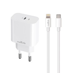 ŁADOWARKA SIECIOWA MAXLIFE USB-C MXTC-06-20C 20W + KABEL USB-C DO LIGHTNING BIAŁA ŁADOWARKA SIECIOWA MAXLIFE USB-C MXTC-06-20C 20W + KABEL USB-C DO LIGHTNING BIAŁA