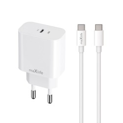 ŁADOWARKA SIECIOWA MAXLIFE USB-C MXTC-06-20C 20W + KABEL USB-C DO USB-C BIAŁA ŁADOWARKA SIECIOWA MAXLIFE USB-C MXTC-06-20C 20W + KABEL USB-C DO USB-C BIAŁA