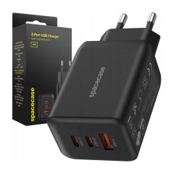 ŁADOWARKA SIECIOWA SPACECASE USB + 2X USB-C 65W GAN SC008B CZARNA ŁADOWARKA SIECIOWA SPACECASE USB + 2X USB-C 65W GAN SC008B CZARNA