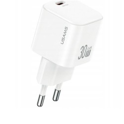 ŁADOWARKA SIECIOWA USAMS JO SERIES CC262 USB-C + KABEL USB-C DO LIGHTNING 30W 1M BIAŁY