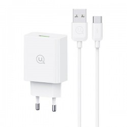 ŁADOWARKA SIECIOWA USAMS SC SERIES USB + KABEL USB-C 18W FAST CHARGING 1M BIAŁY ŁADOWARKA SIECIOWA USAMS SC SERIES USB + KABEL USB-C 18W FAST CHARGING 1M BIAŁY