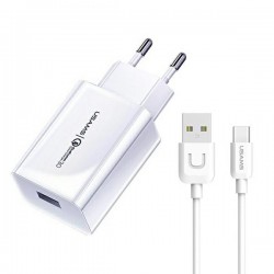 ŁADOWARKA SIECIOWA USAMS T22 USB + KABEL USB-C 18W 3A 1M BIAŁA ŁADOWARKA SIECIOWA USAMS T22 USB + KABEL USB-C 18W 3A 1M BIAŁA