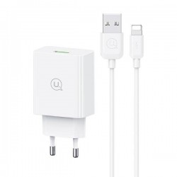 ŁADOWARKA SIECIOWA USB-A 18W USAMS + KABEL LIGHTNING SCXLTZ03 BIAŁA ŁADOWARKA SIECIOWA USB-A 18W USAMS + KABEL LIGHTNING SCXLTZ03 BIAŁA